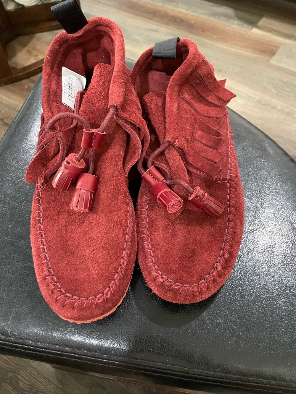 rag & bone burgundy Ghita suede fringe ankle moccasins Size 7